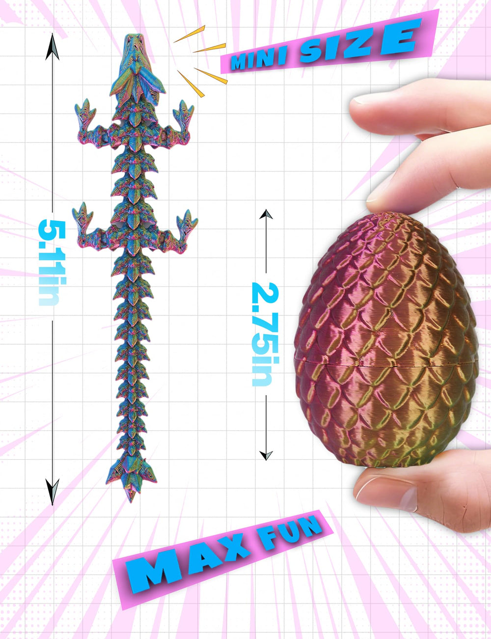 Inside each YILCER egg, a unique posable dragon figure awaits.
