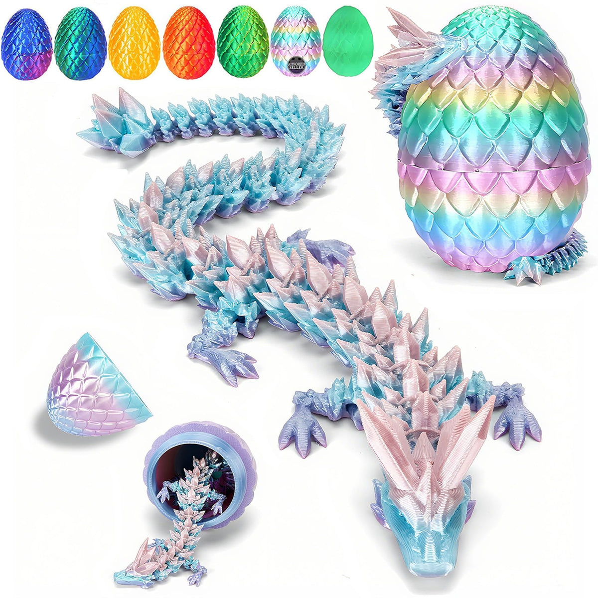 YILCER dragon egg rainbow closeup shows durable, kid-friendly 3D details.