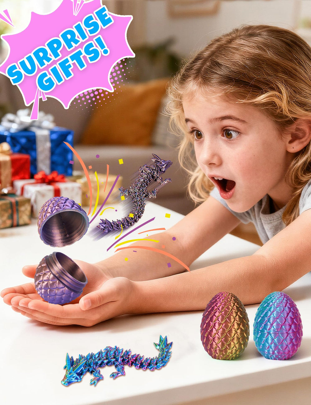 Durable 3D printed dragon eggs with detailed artistry.