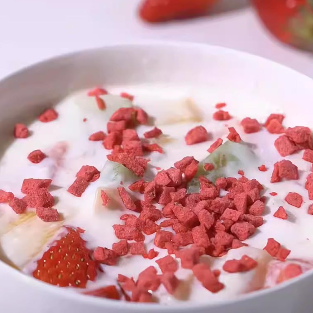 YiLing strawberries in yogurt as a tasty topping