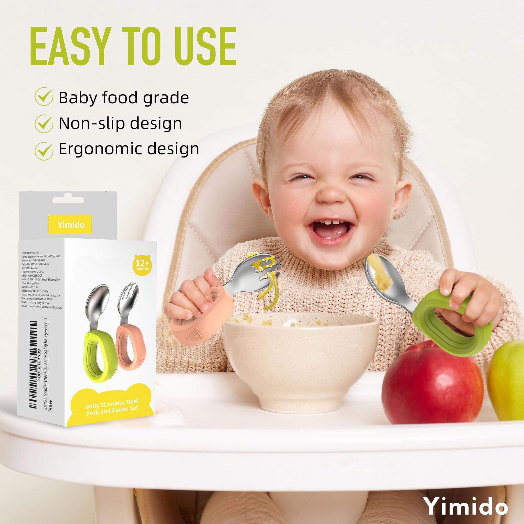 Yimido hollow-ring handle detail for secure baby grip.