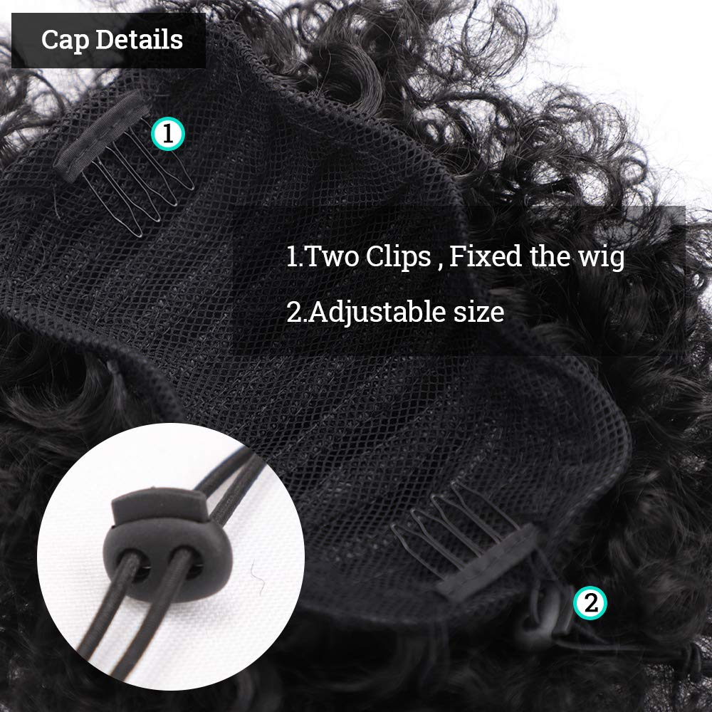 Yinmei Baibian Afro Puff ponytail close curls detail and synthetic texture