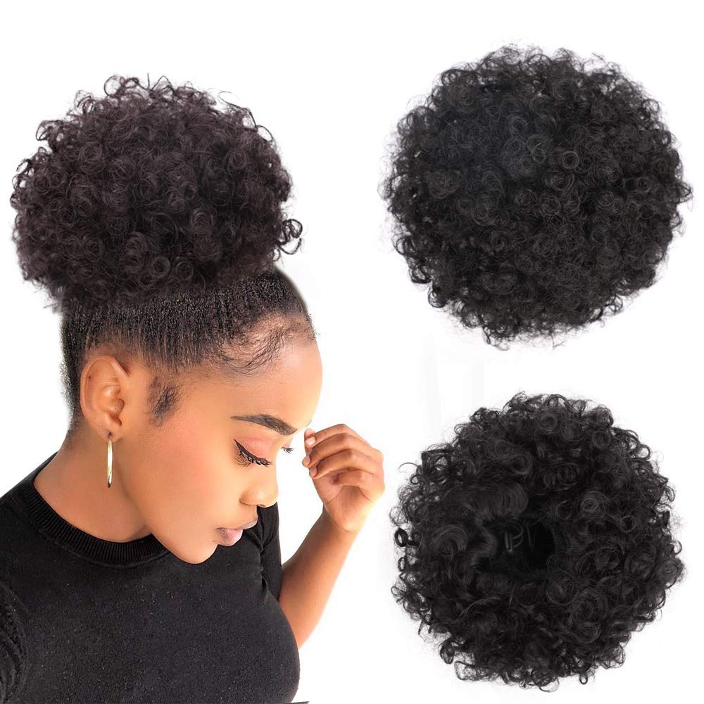 Yinmei Baibian Afro Puff ponytail front view showing natural volume and texture