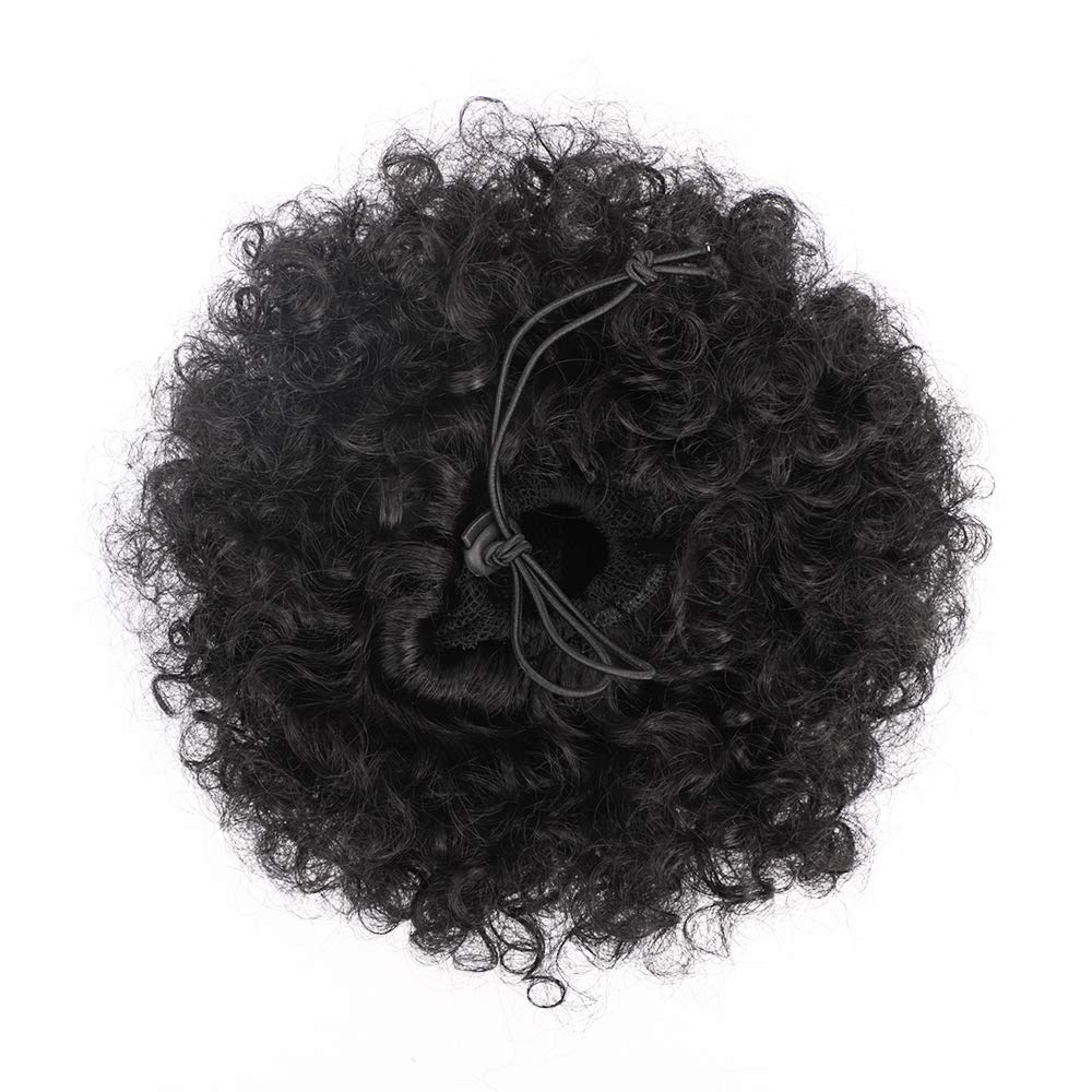 Yinmei Baibian Afro Puff ponytail worn on a bun for quick styling