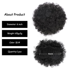Yinmei Baibian Afro Puff ponytail side view highlighting curl pattern
