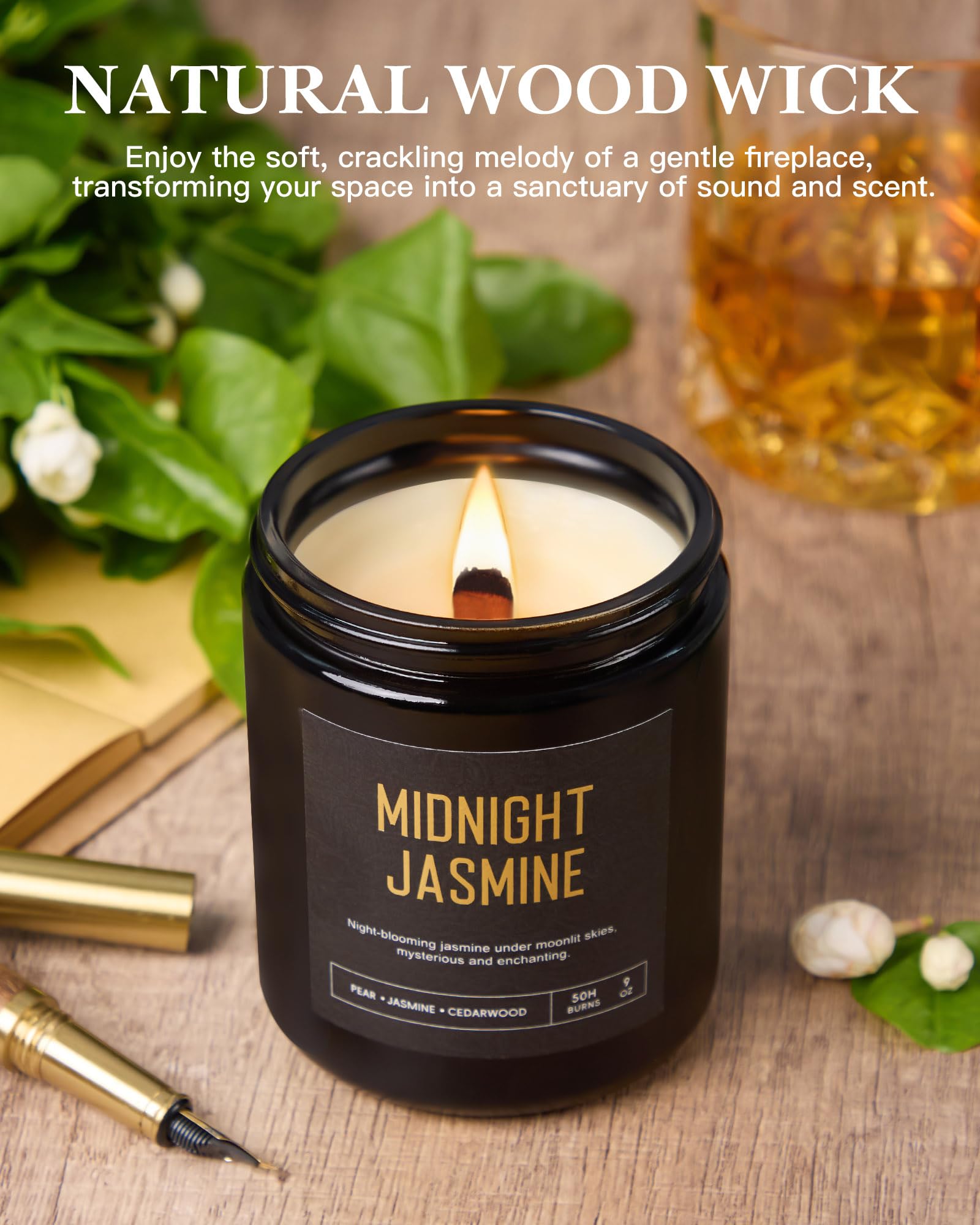 Yinuo Candle Sandalwood Oud provides grounding, resinous aroma.