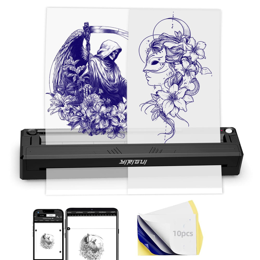 YIRIGUI tattoo stencil printer front view for on-the-go artists.