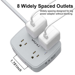 YISHU 6ft flat-plug extension cord offers flexible placement options.