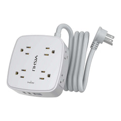 YISHU 6ft surge protector power strip with 8 outlets and USB ports for desk setups.
