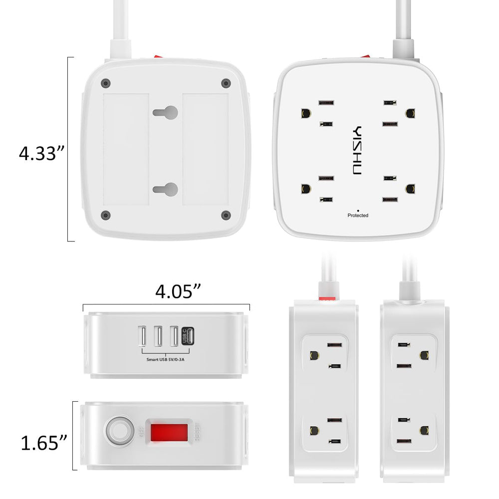 YISHU ETL-certified surge protector with built-in protections for safety.