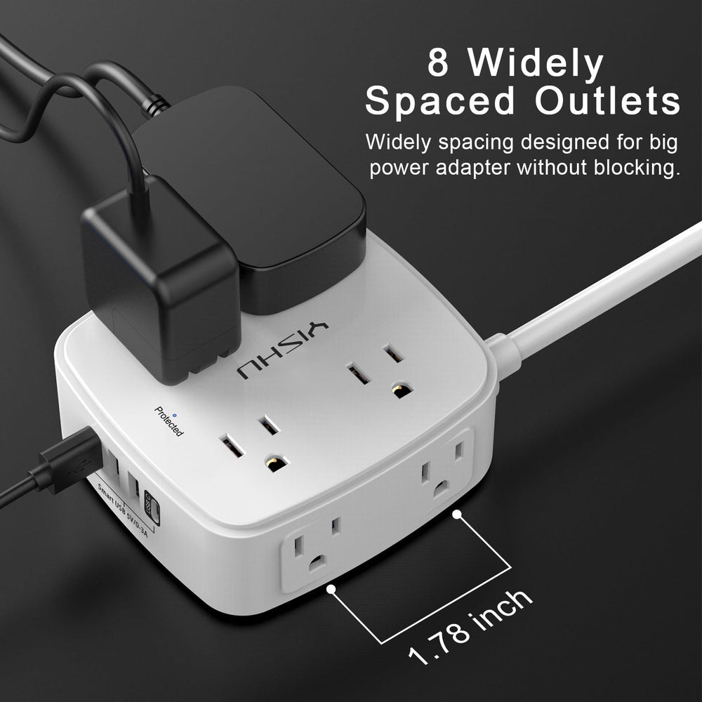 YISHU three-side design outlets for easy access and space-saving organization.