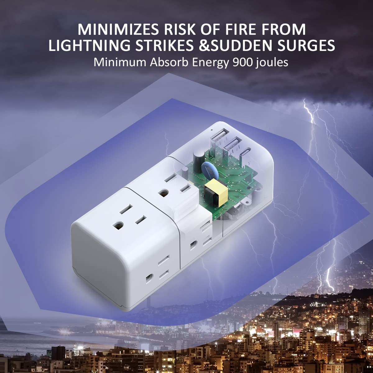 YISHU USB multi-plug outlet ETL-certified surge protector for dependable protection.