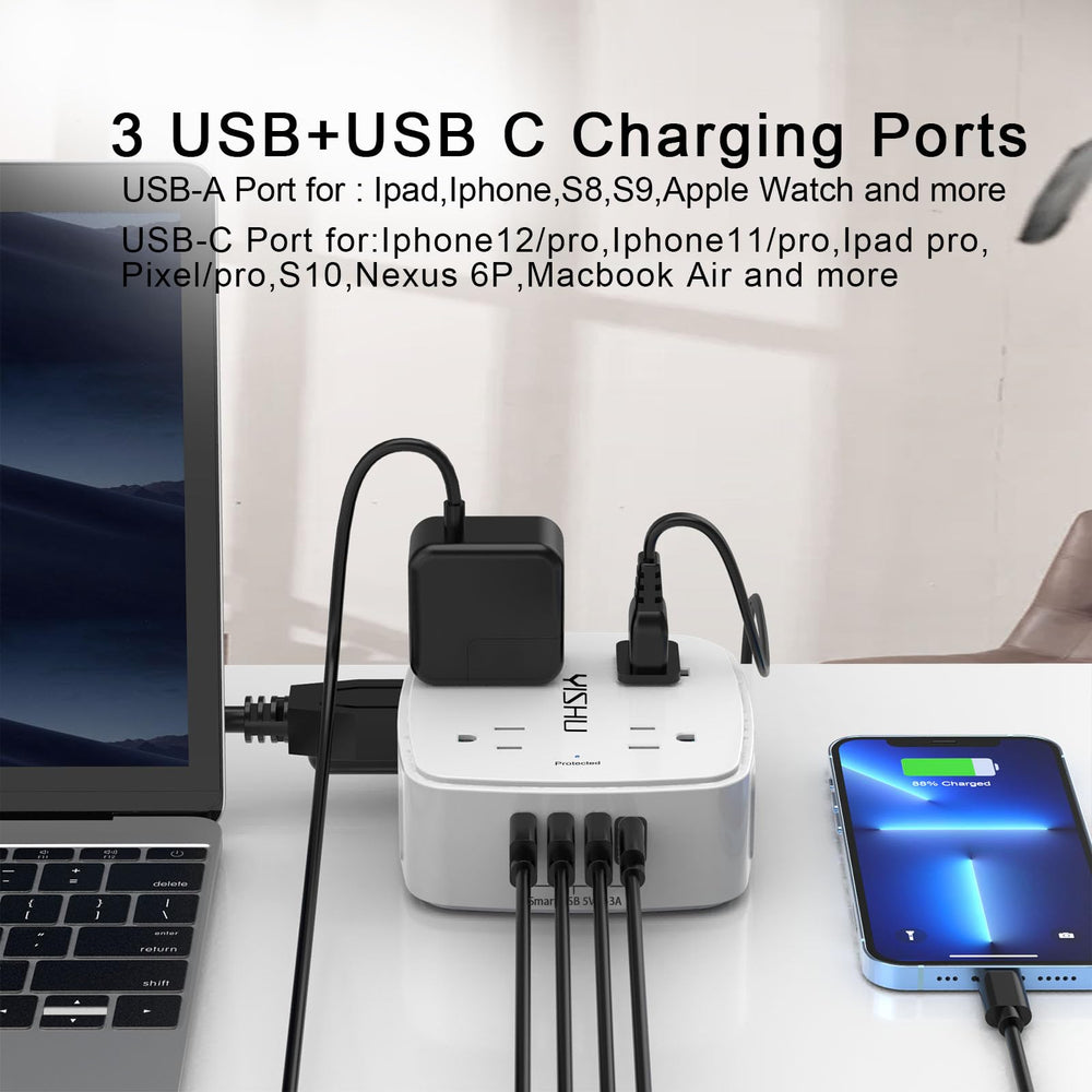 YISHU wall-mount desk charging station keeps devices organized.