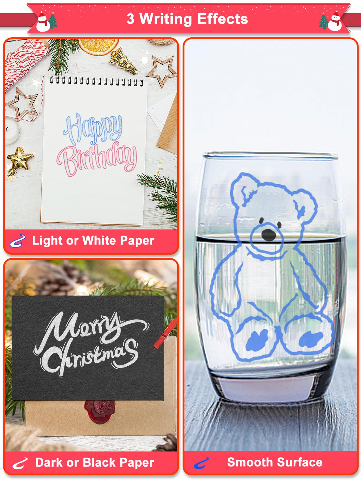 YITHINC outline markers on dark paper showing bold silver contrast