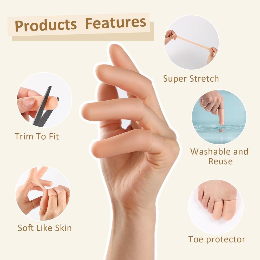 YIVCKOM gel finger cots on middle finger soothe dry skin during crafts and hobbies.
