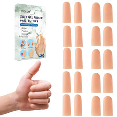 YIVCKOM gel finger cots on thumb protect cracked fingertips during daily tasks.