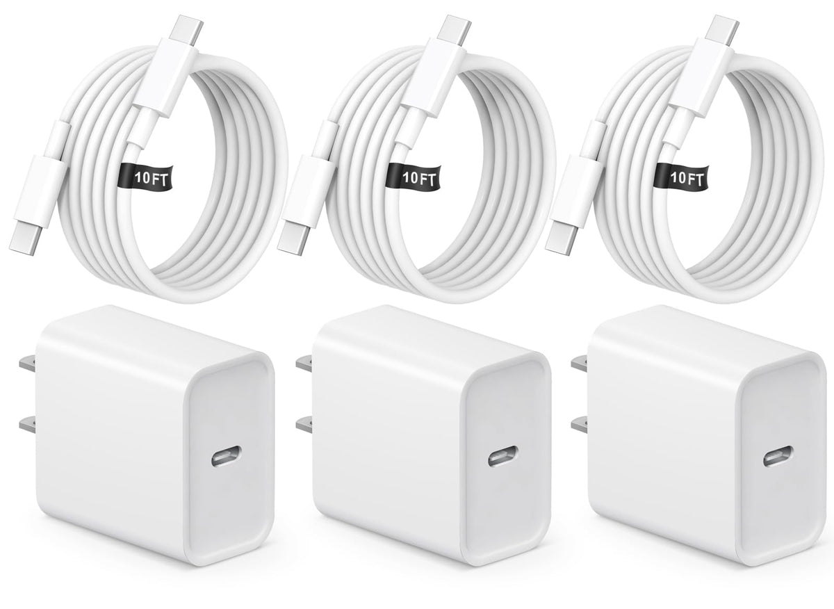 YIWEIHAPPY iPhone fast charger 3-pack with 10ft cables for flexible charging at home