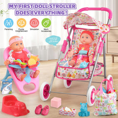 YIYBM 12.5-inch doll in the stroller set for storytelling and role-play
