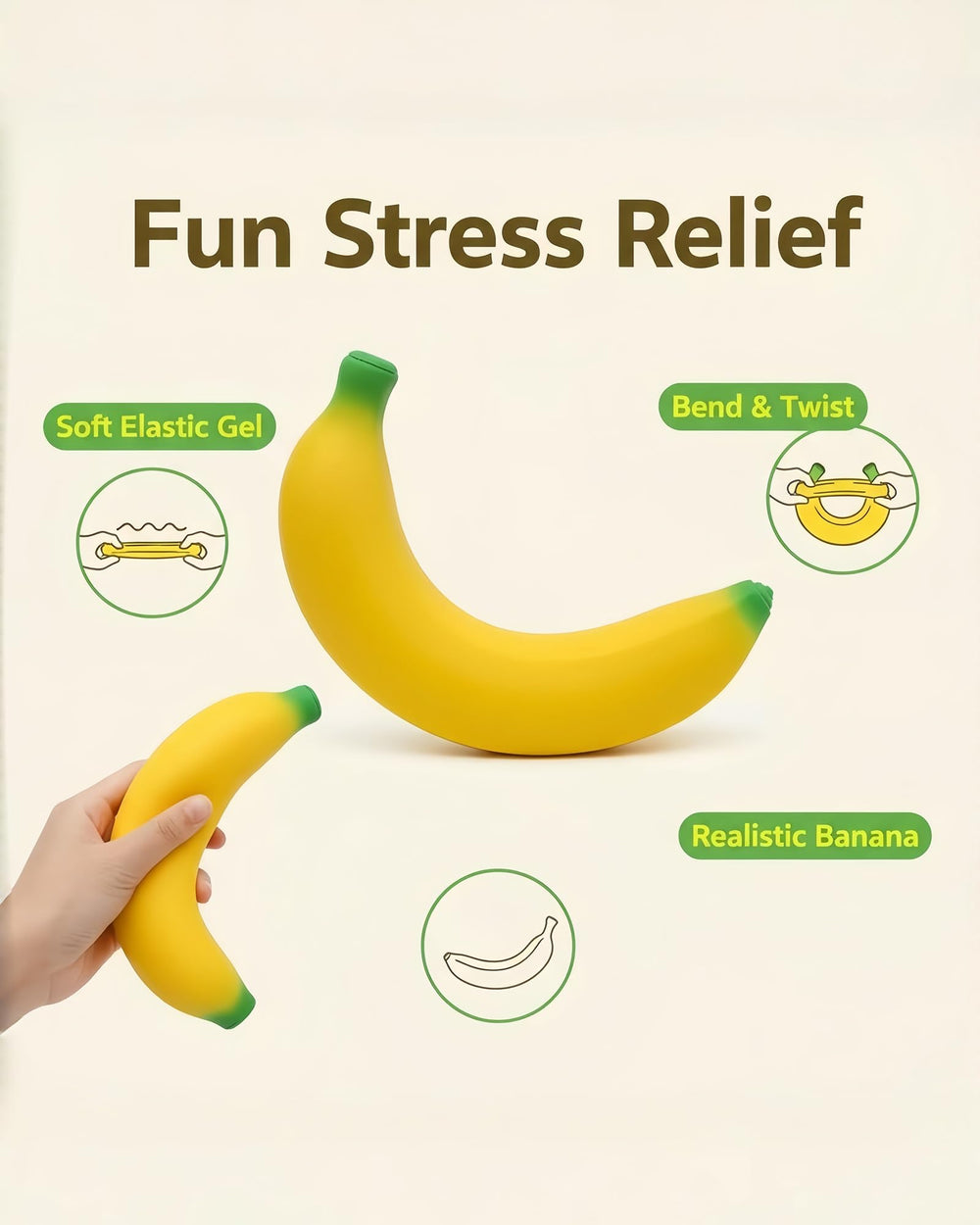 YJHWLF Stretchy Banana on a desk for focused tactile use.