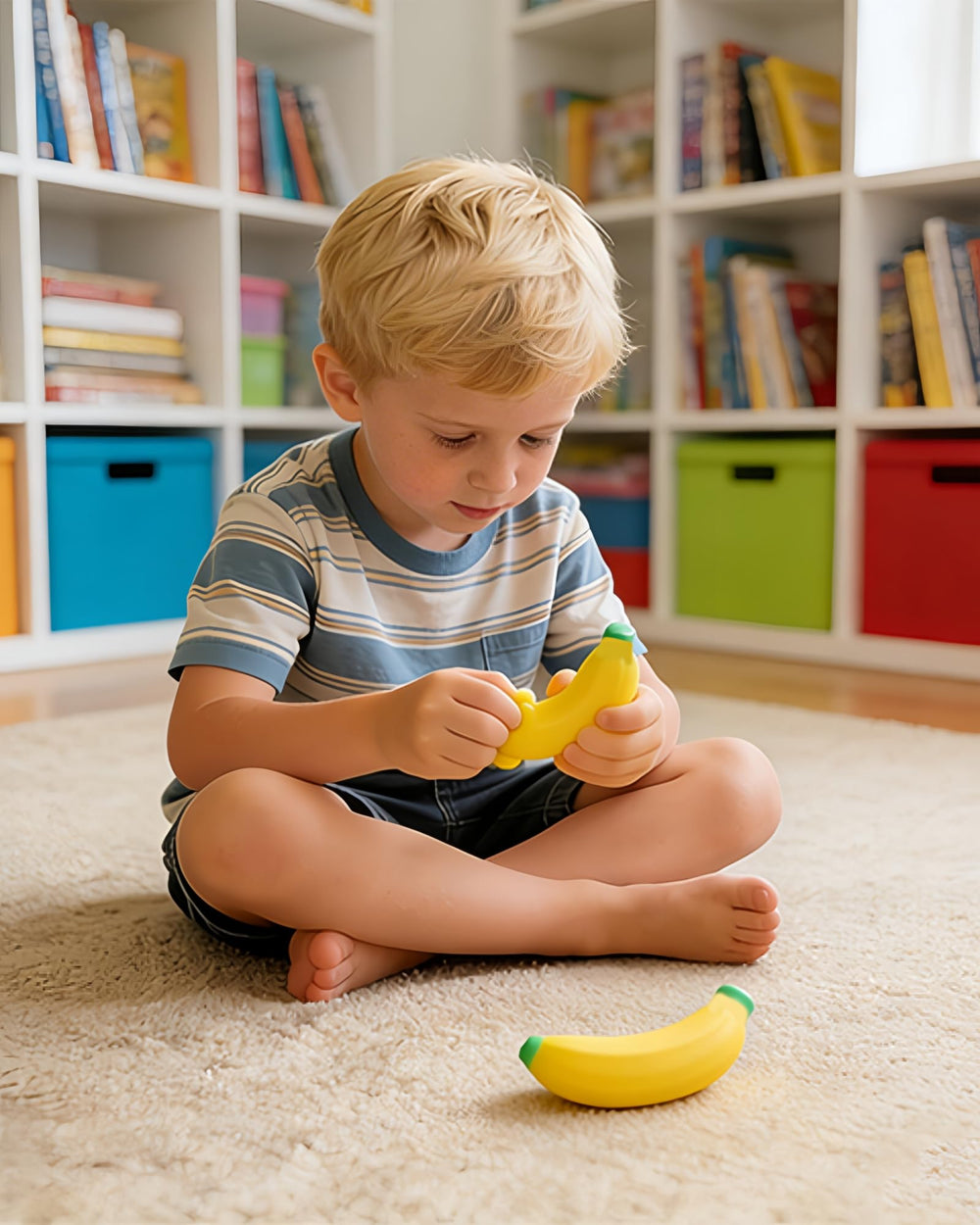 YJHWLF Stretchy Banana being stretched demonstrates strong elasticity for relief.