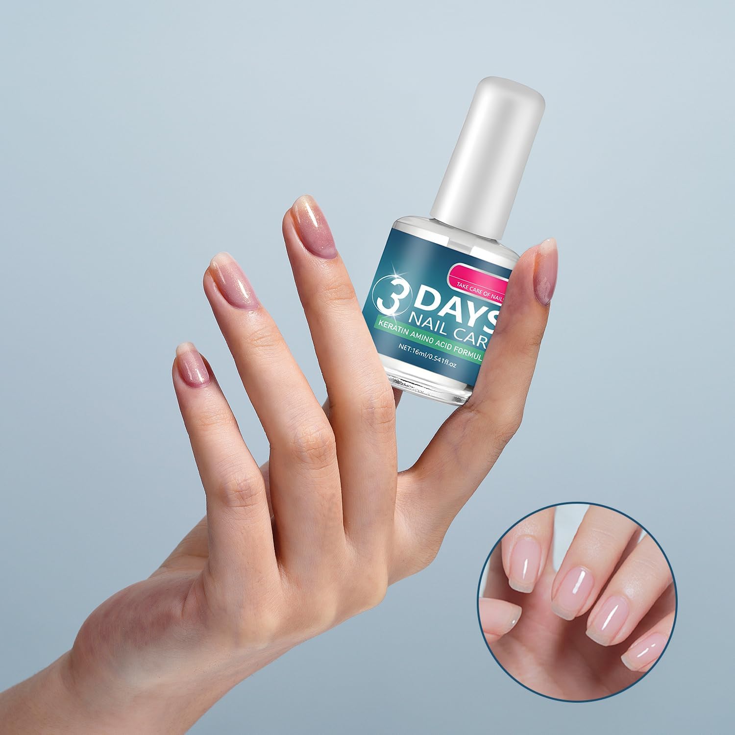 Demonstration of applying YJW 3 Days Nail Care to cuticles and nails