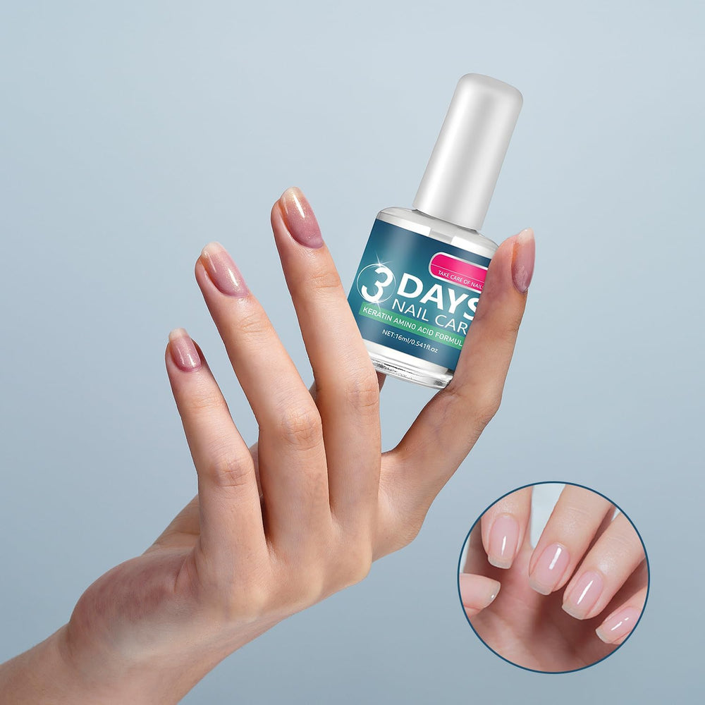 Demonstration of applying YJW 3 Days Nail Care to cuticles and nails