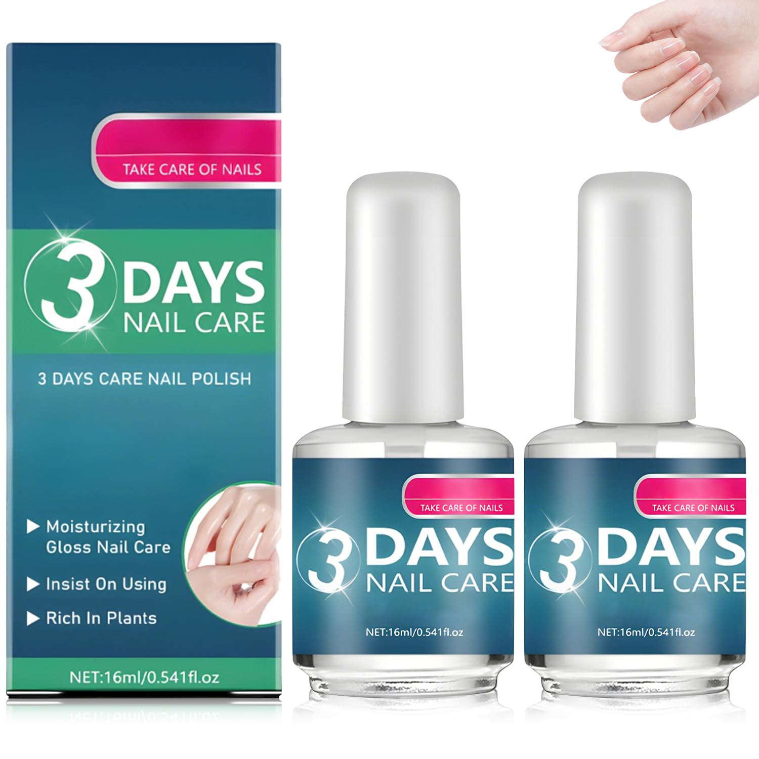 YJW 3 Days Nail Care duo packaging with two 16ml bottles for easy home use