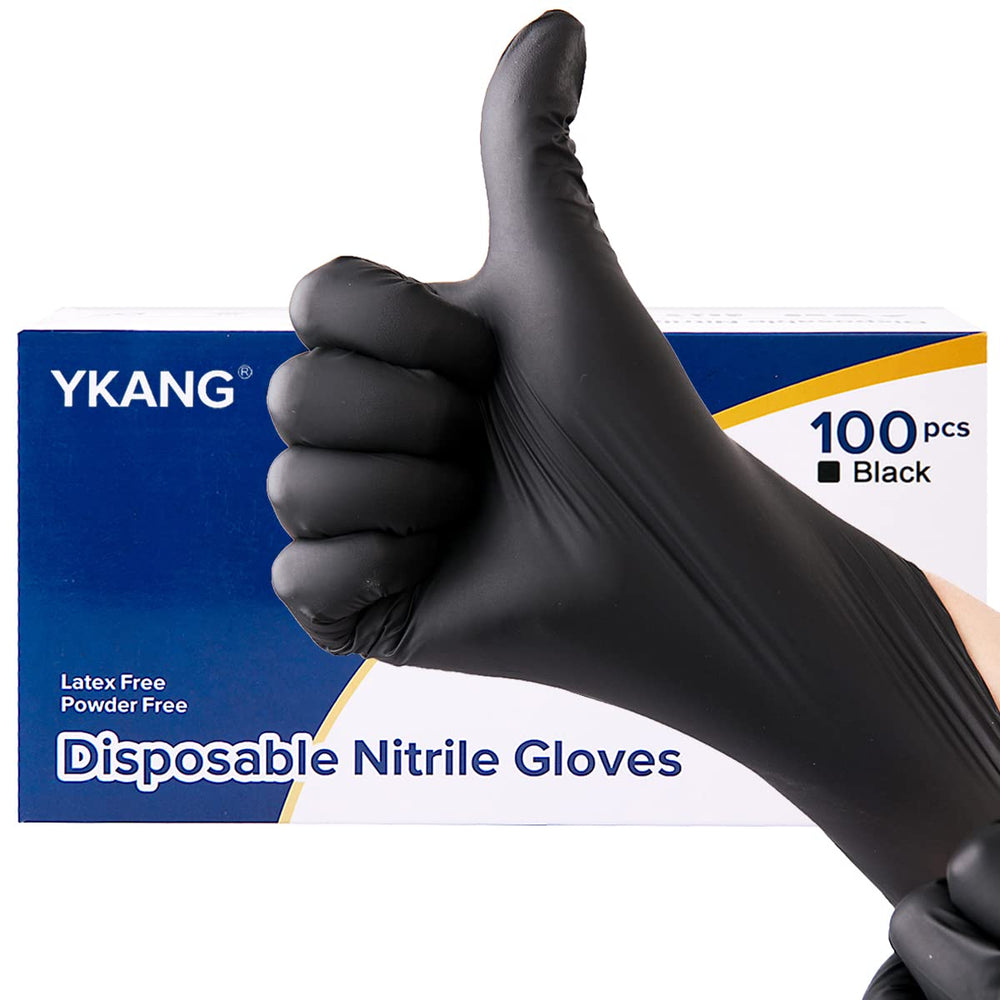 YKANG nitrile gloves in black for easy disposable use and durability.