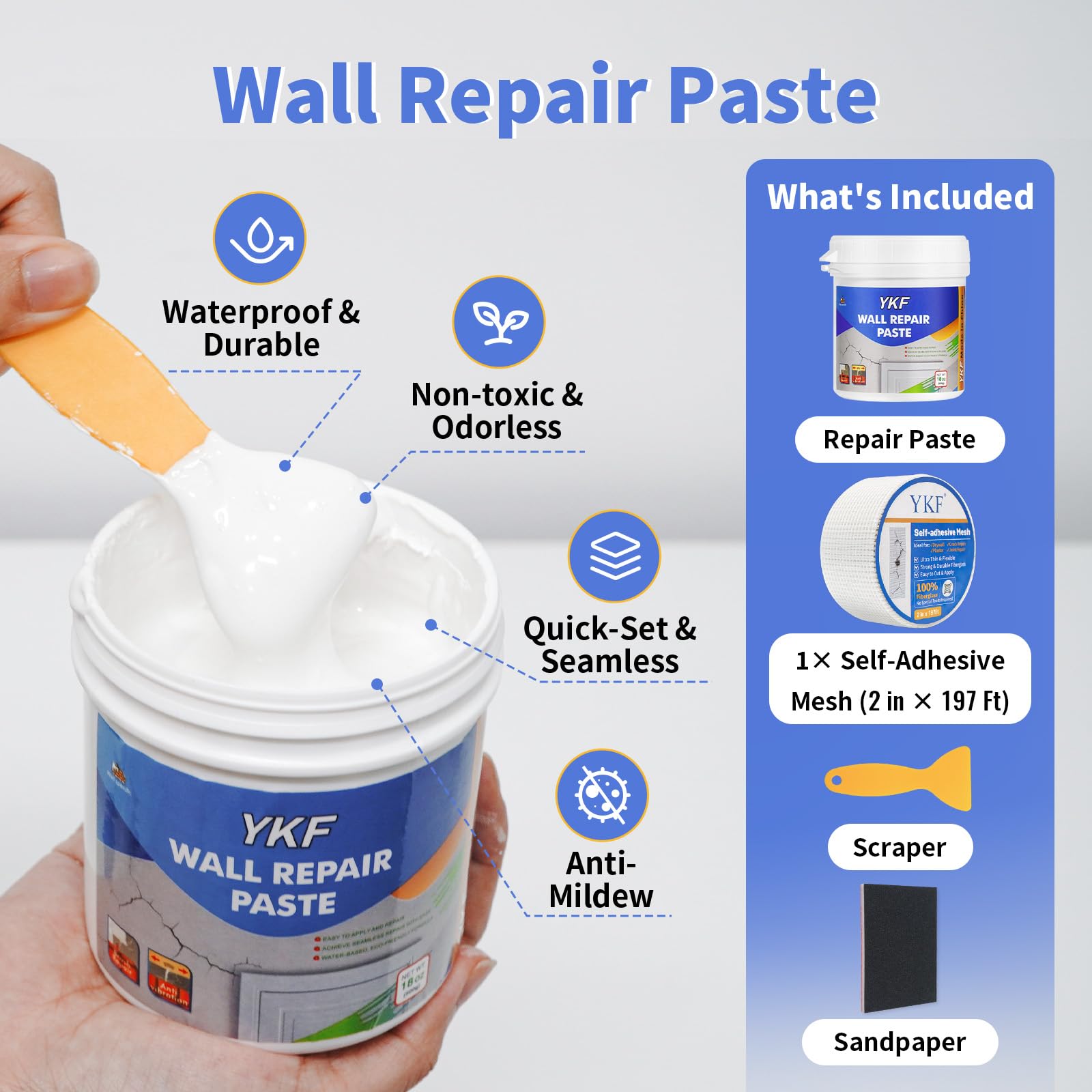 YKF drywall repair scraper tool for precise smoothing of patches