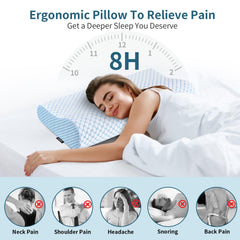 Ylekto contour memory foam pillow side profile with dual-height design for versatile comfort.