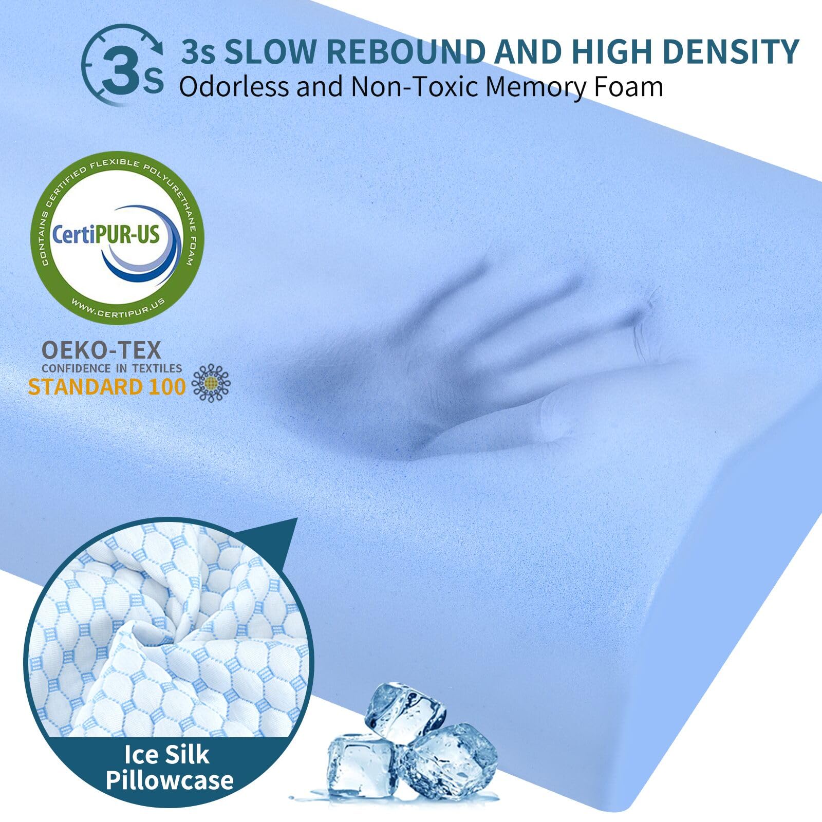 Ylekto ergonomic neck pillow on bed demonstrating all-night neck and shoulder support.