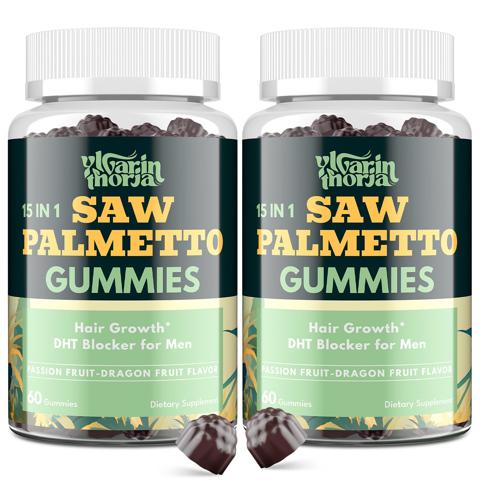 YLVARIN THORIA saw palmetto gummies pack for daily prostate support and convenience.