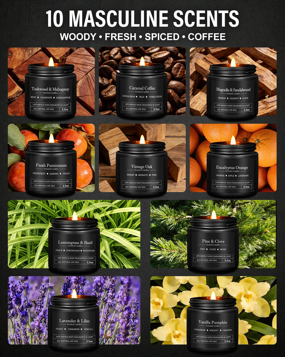 YMing oak wood candle with bold aroma for living rooms and gatherings.