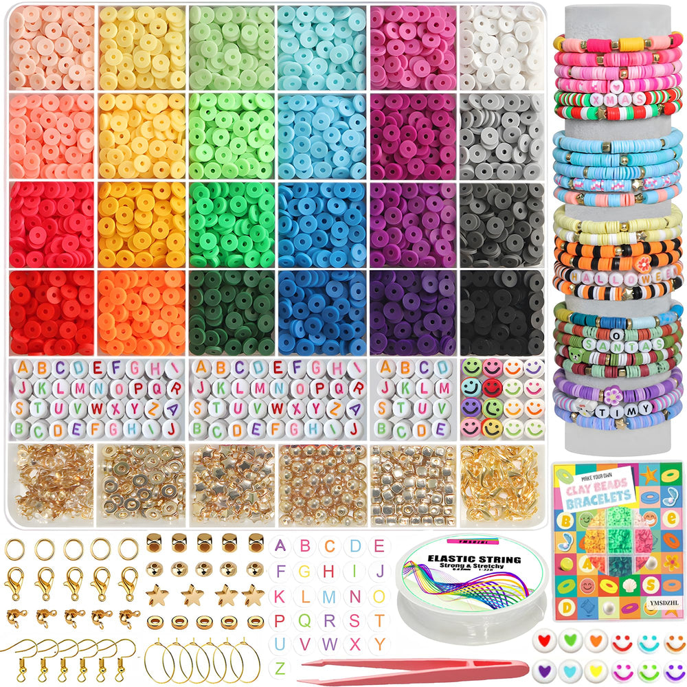 YMSDZHL clay beads bracelet kit package shows 24 colors for versatile designs.