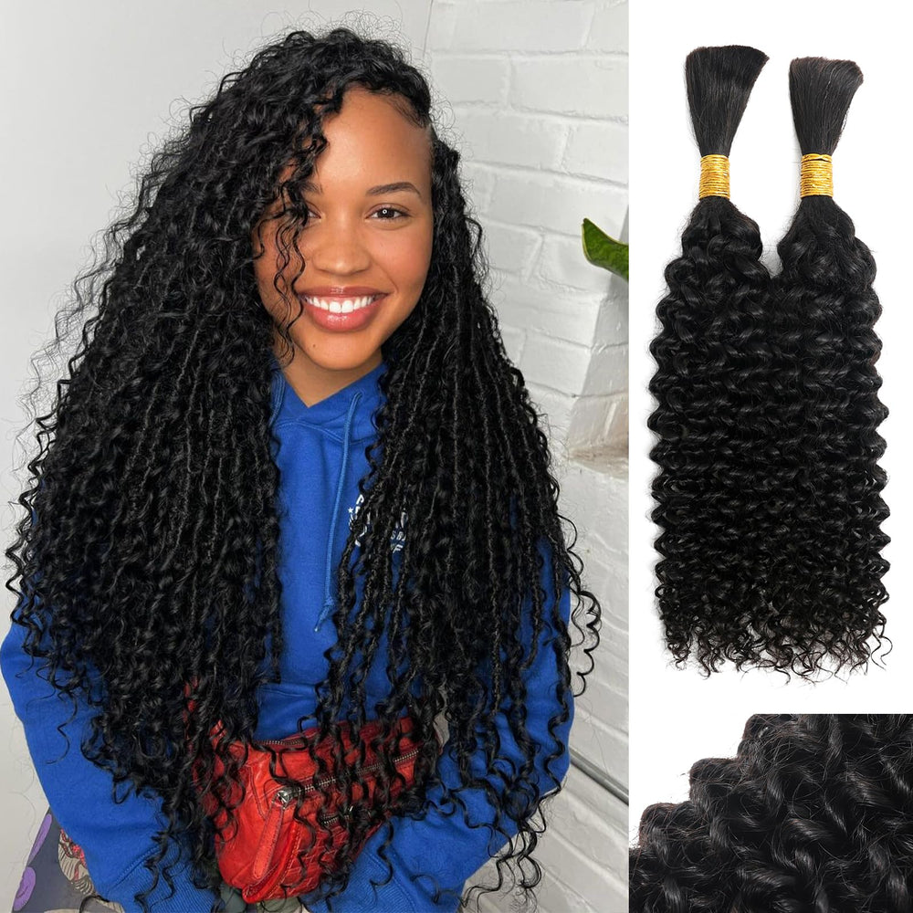 YNiSew bulk curly braiding hair two-pack for versatile boho braids.