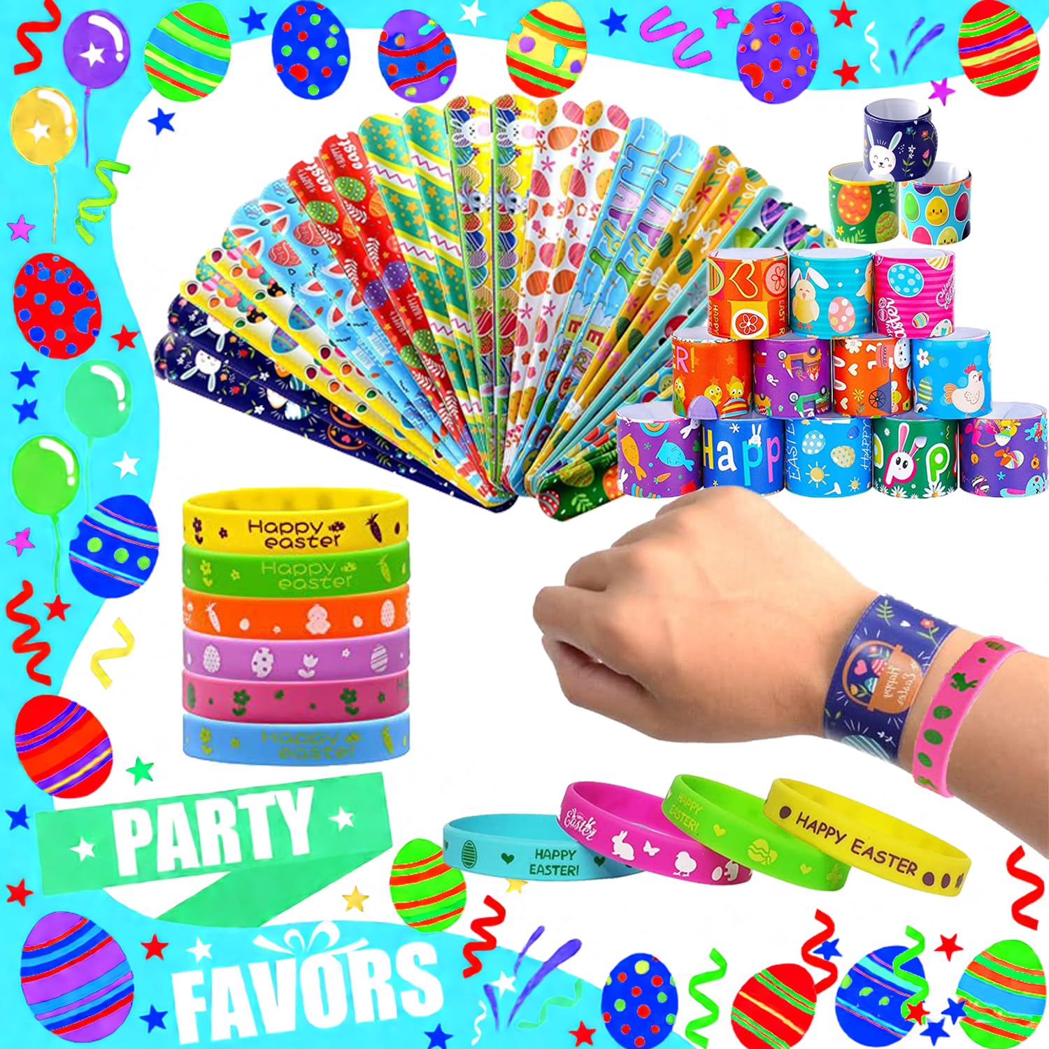 YOAUSHY Easter slap bracelets for quick, playful party favors.