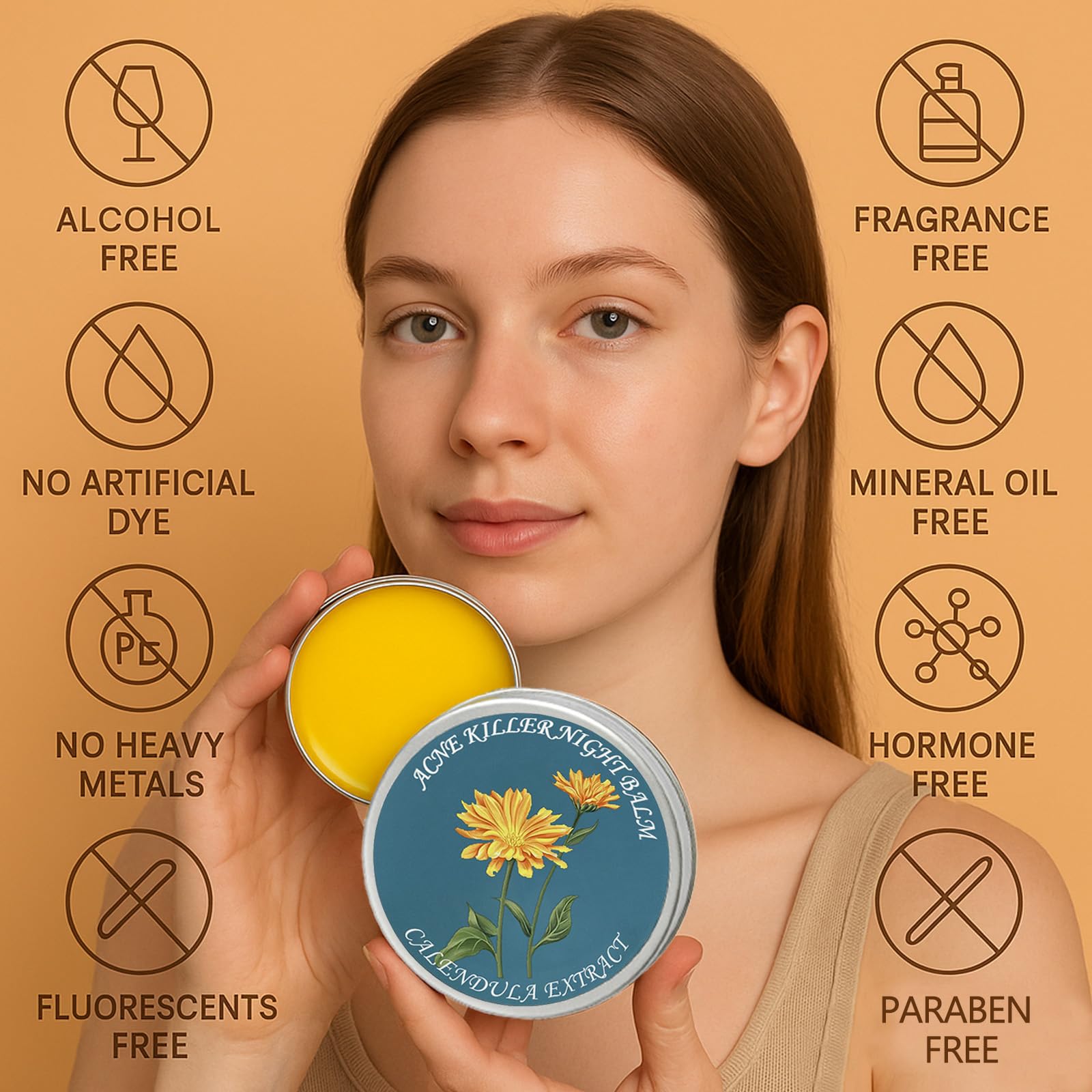 Close-up of YOCMIPS Acne Balm texture highlights smooth, easy spread