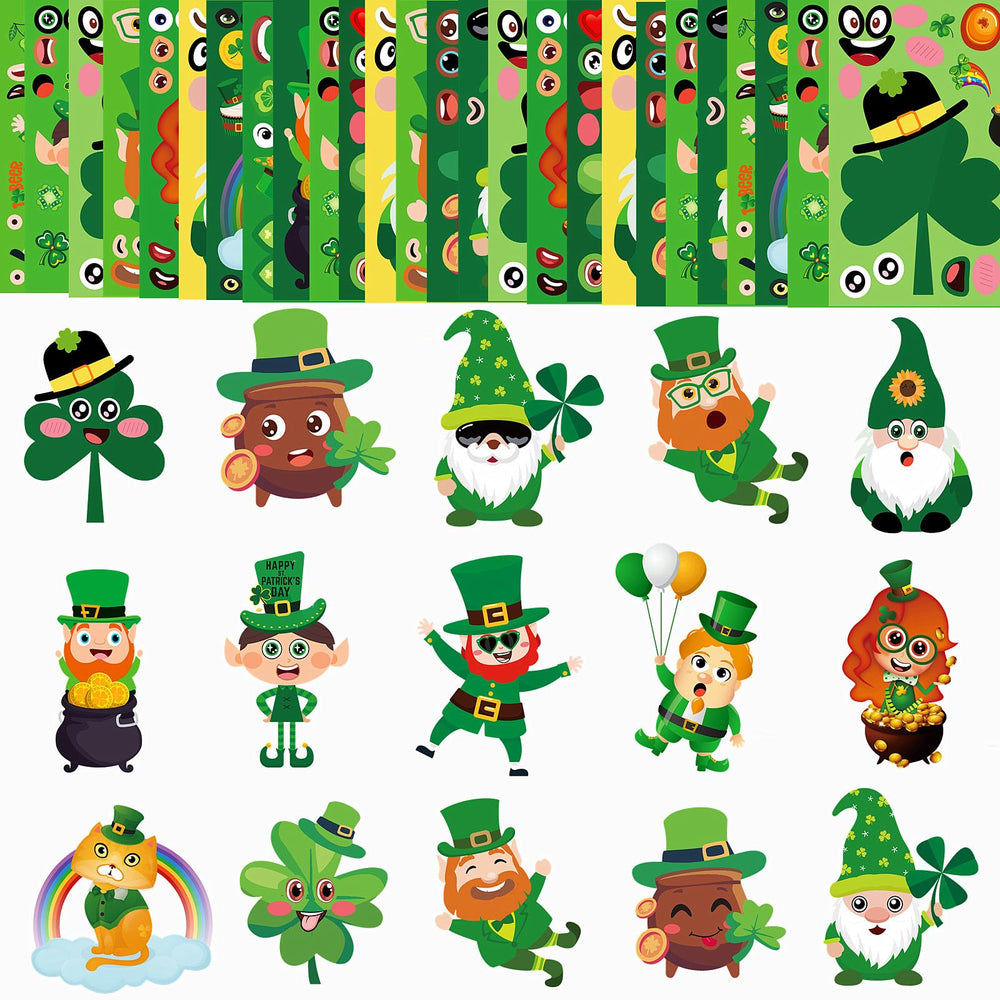 Yodeeni 12 styles of St Patrick's Day stickers for playful crafts.
