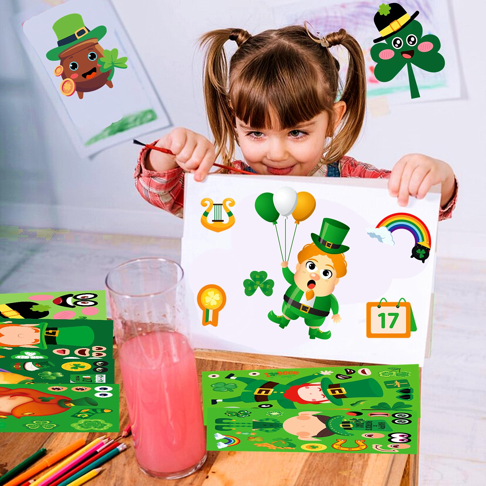 Yodeeni St Patrick's Day stickers with easy-peel adhesive for mess-free use.