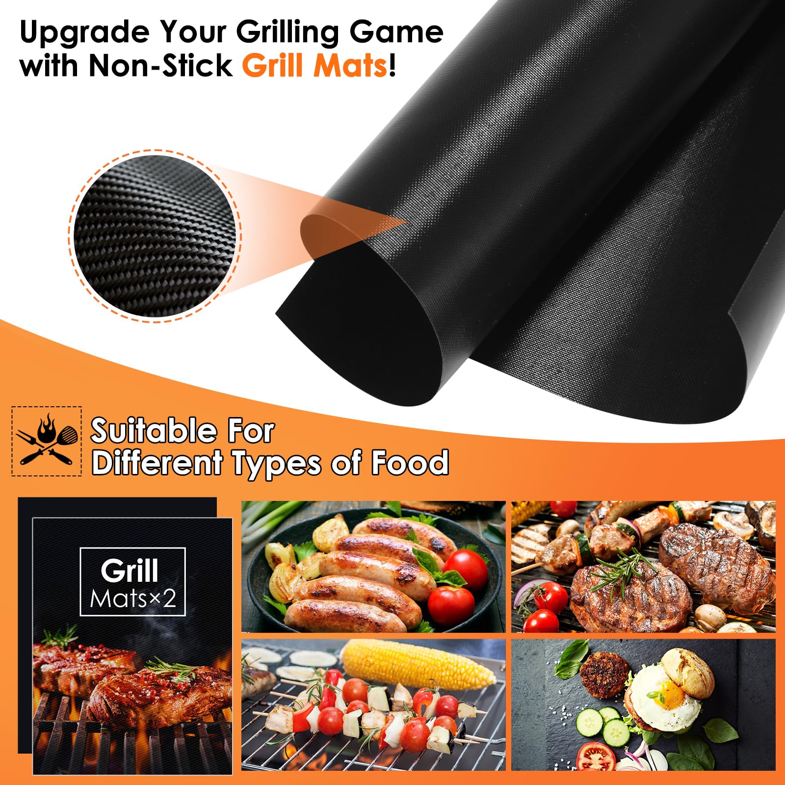 Yoehka grill mats and brushes for easy nonstick cooking and cleanup