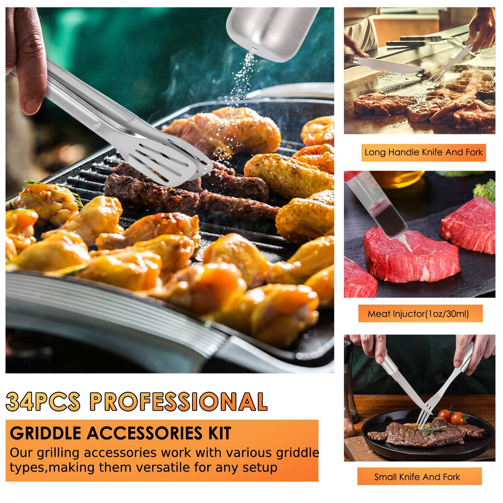 Yoehka stainless steel grill utensils, durable and rust-resistant