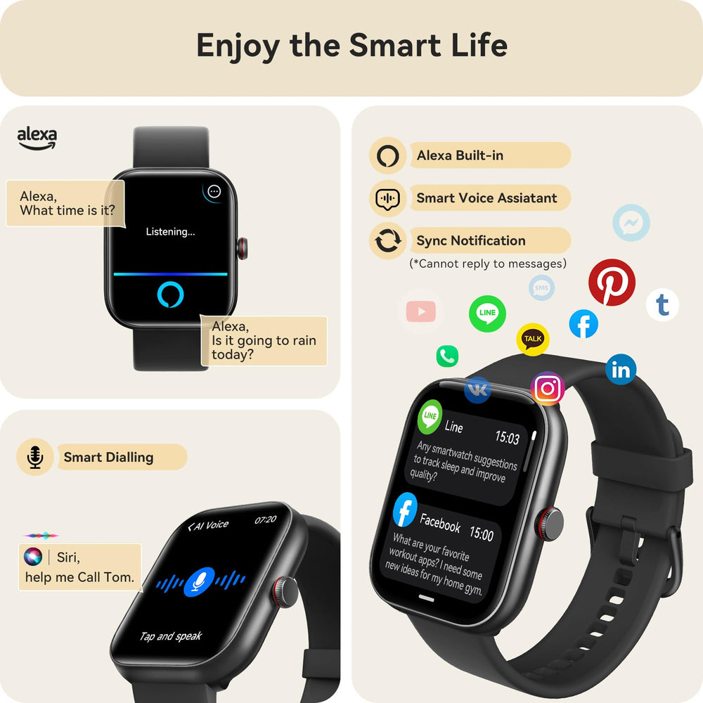 Yoever smart watch tracks heart rate, SpO2, and sleep for wellness insights