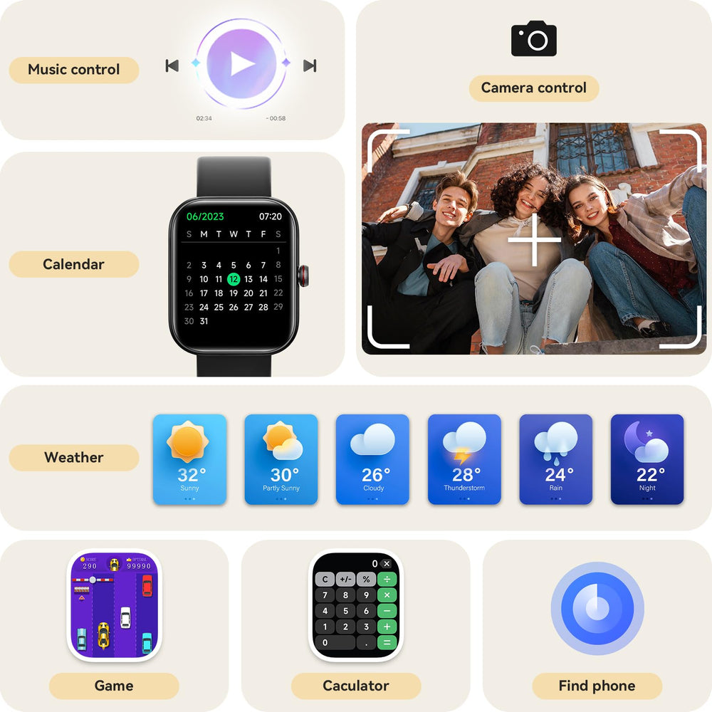 Yoever smart watch with long battery life for travel and all-day use