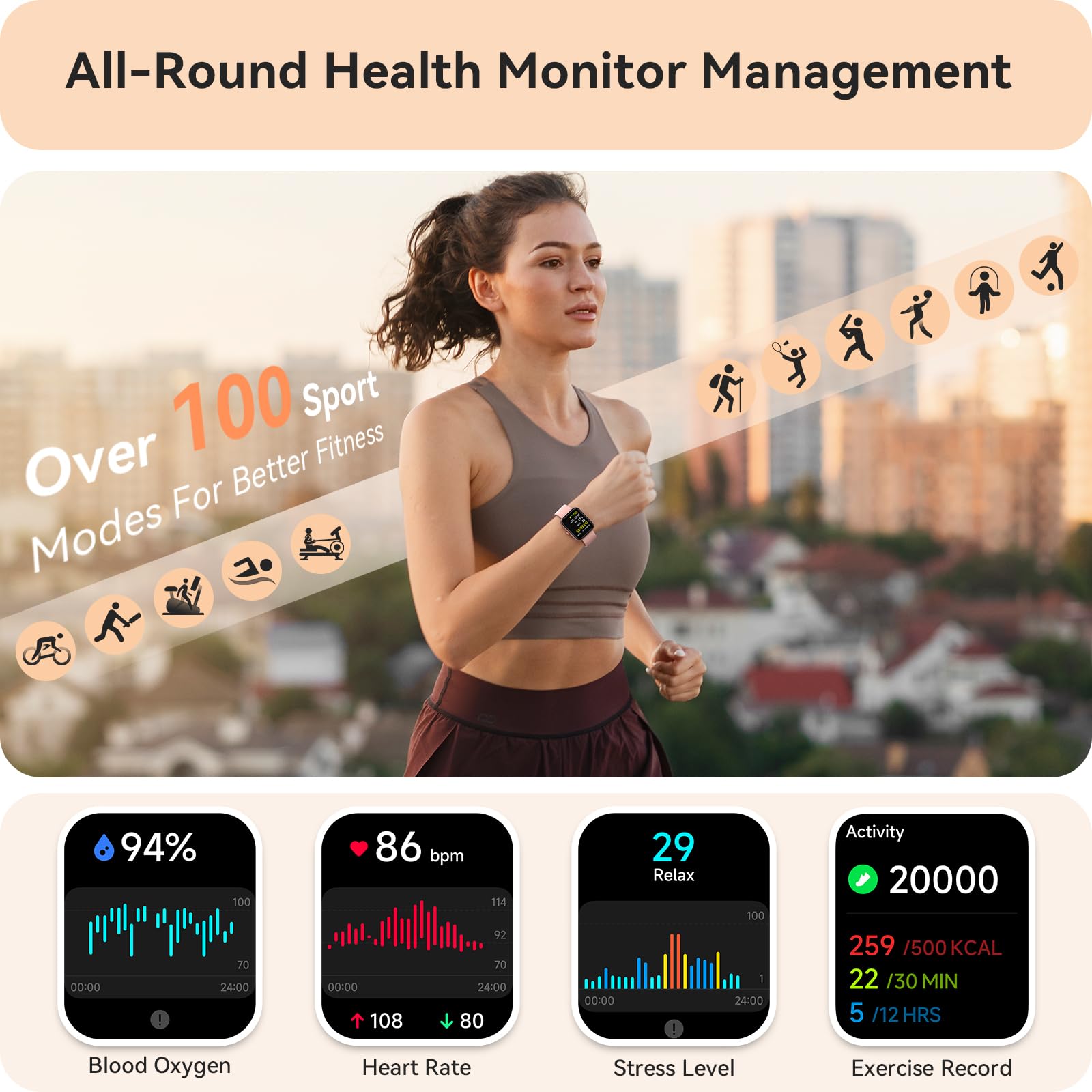 Yoever IDW20 health monitoring tracks heart rate, SpO2, and sleep quality