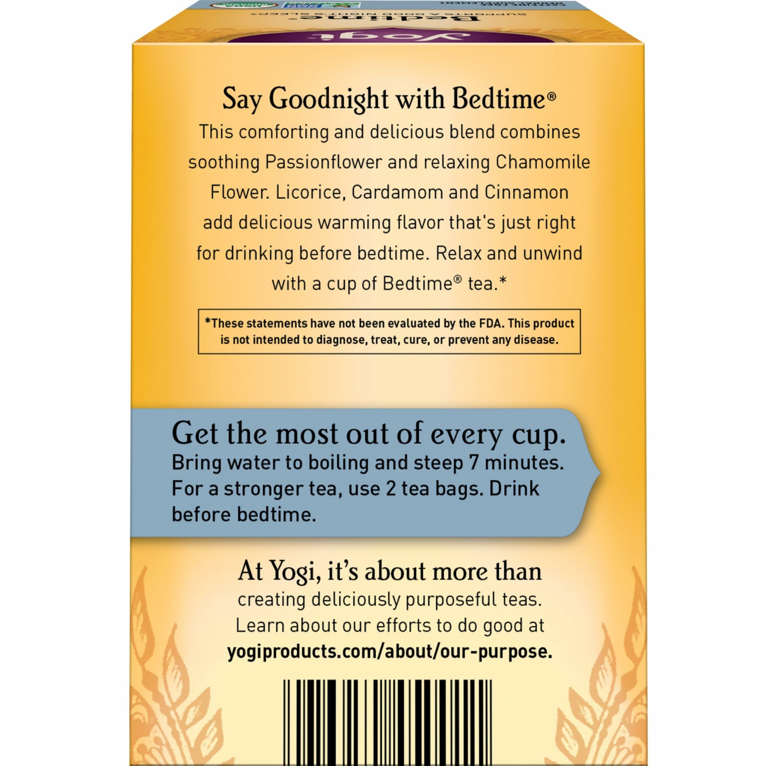 Yogi Bedtime tea bags close-up, ready to brew calming tea.