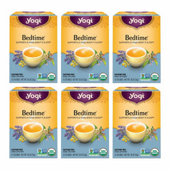 Yogi Bedtime tea cup steeping, a soothing evening ritual.