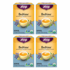 Yogi Bedtime Tea packaging display highlighting a soothing blend for relaxing evenings
