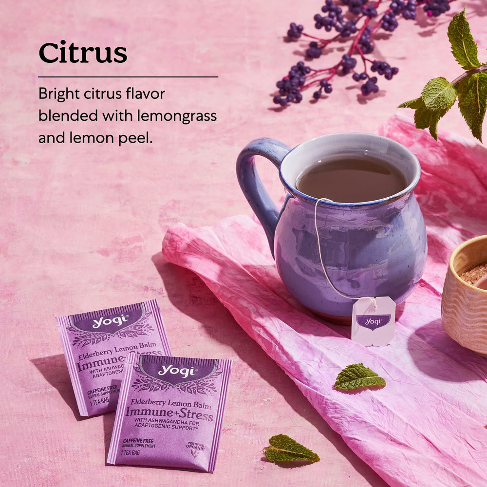 Yogi Bedtime tea packaging highlighting sustainability and recyclability.
