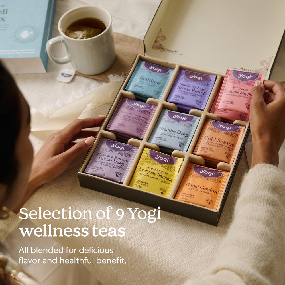 Yogi Cinnamon Horchata Sleep and Stress tea bag with warm spice.