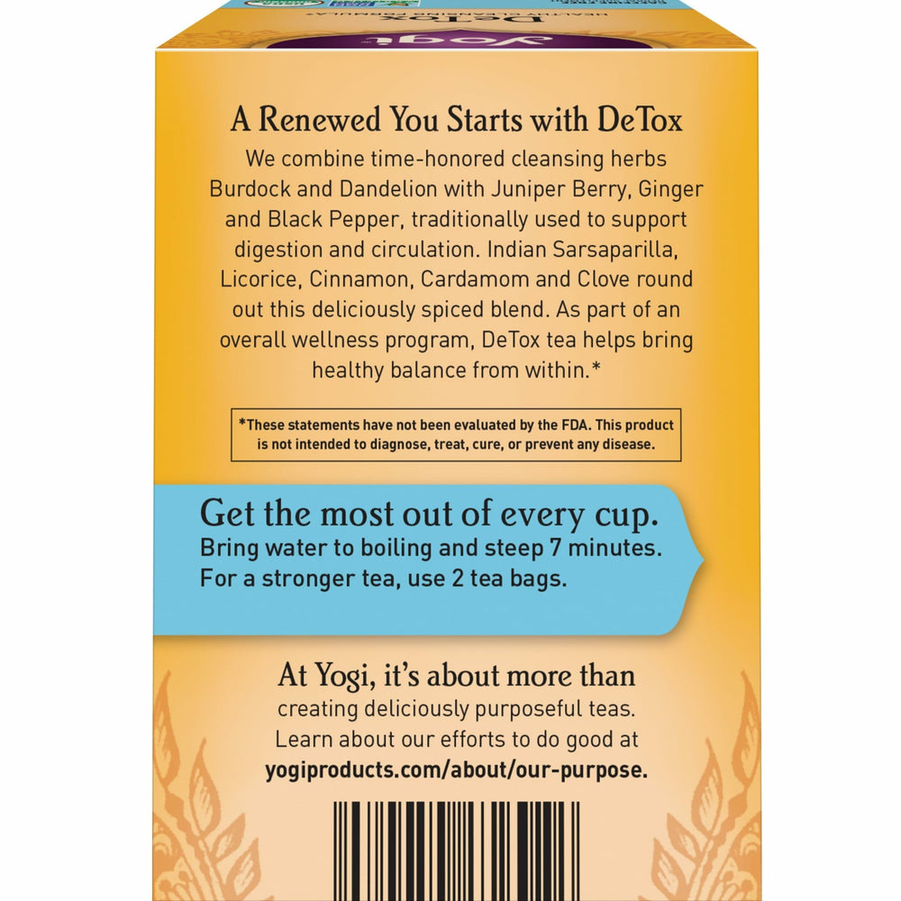 Yogi DeTox with ginger root detail adds warming aroma to the brew.